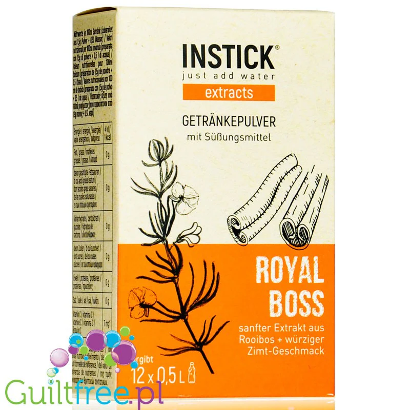InStick Extracts Royal Boss Sticks - rozpuszczalny napój bez cukru w proszku, Rooibos & Cynamon
