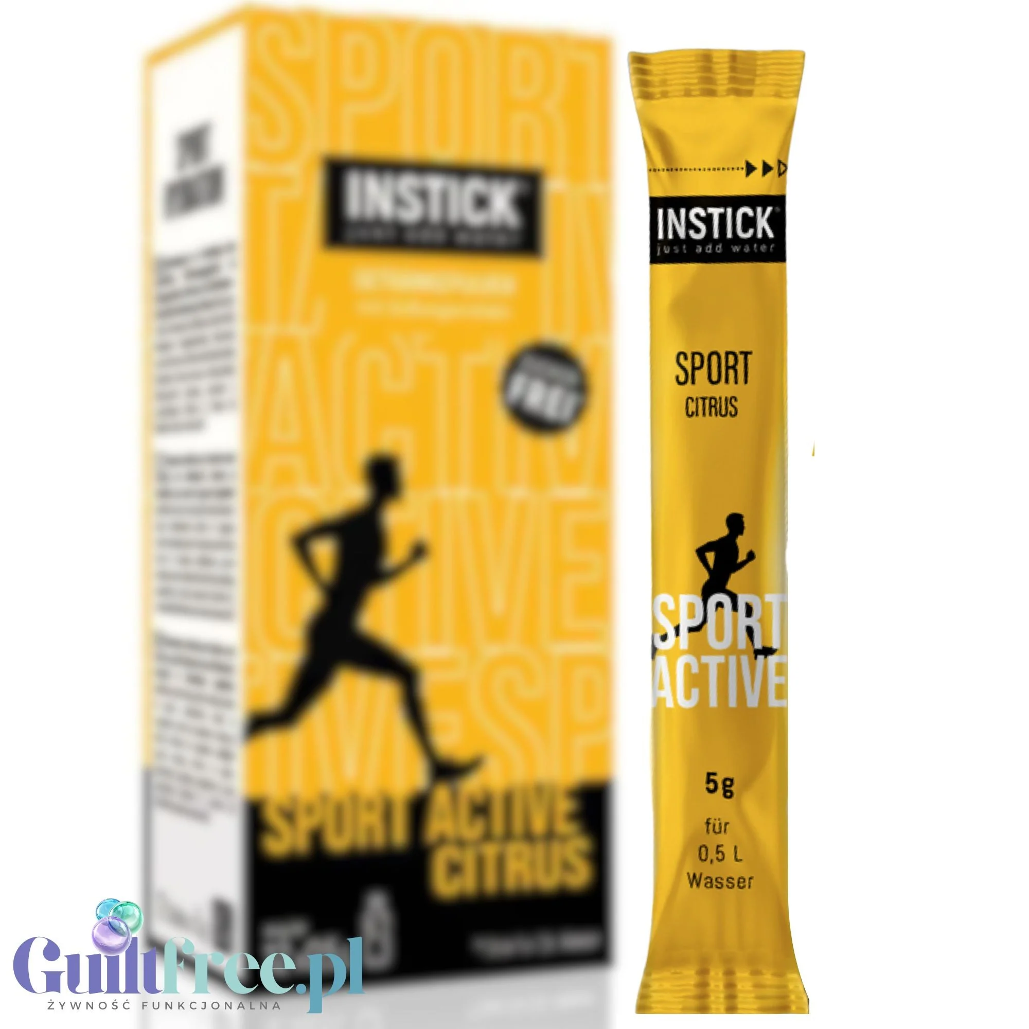 InStick Sport Active Citrus - rozpuszczalna saszetka smakowa do napojów bez cukru z witaminami i minerałami