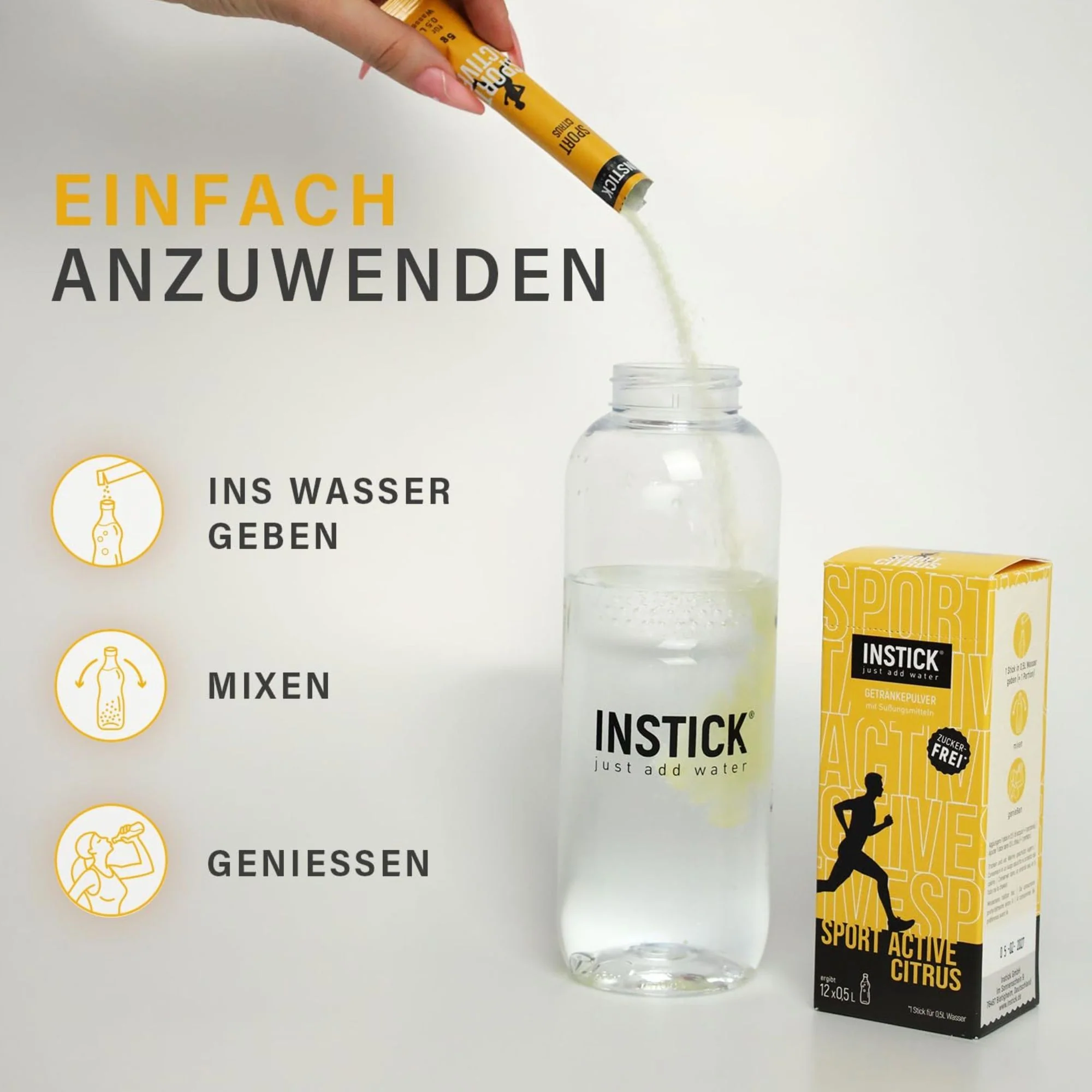InStick Sport Active Citrus - rozpuszczalna saszetka smakowa do napojów bez cukru z witaminami i minerałami - Image 4