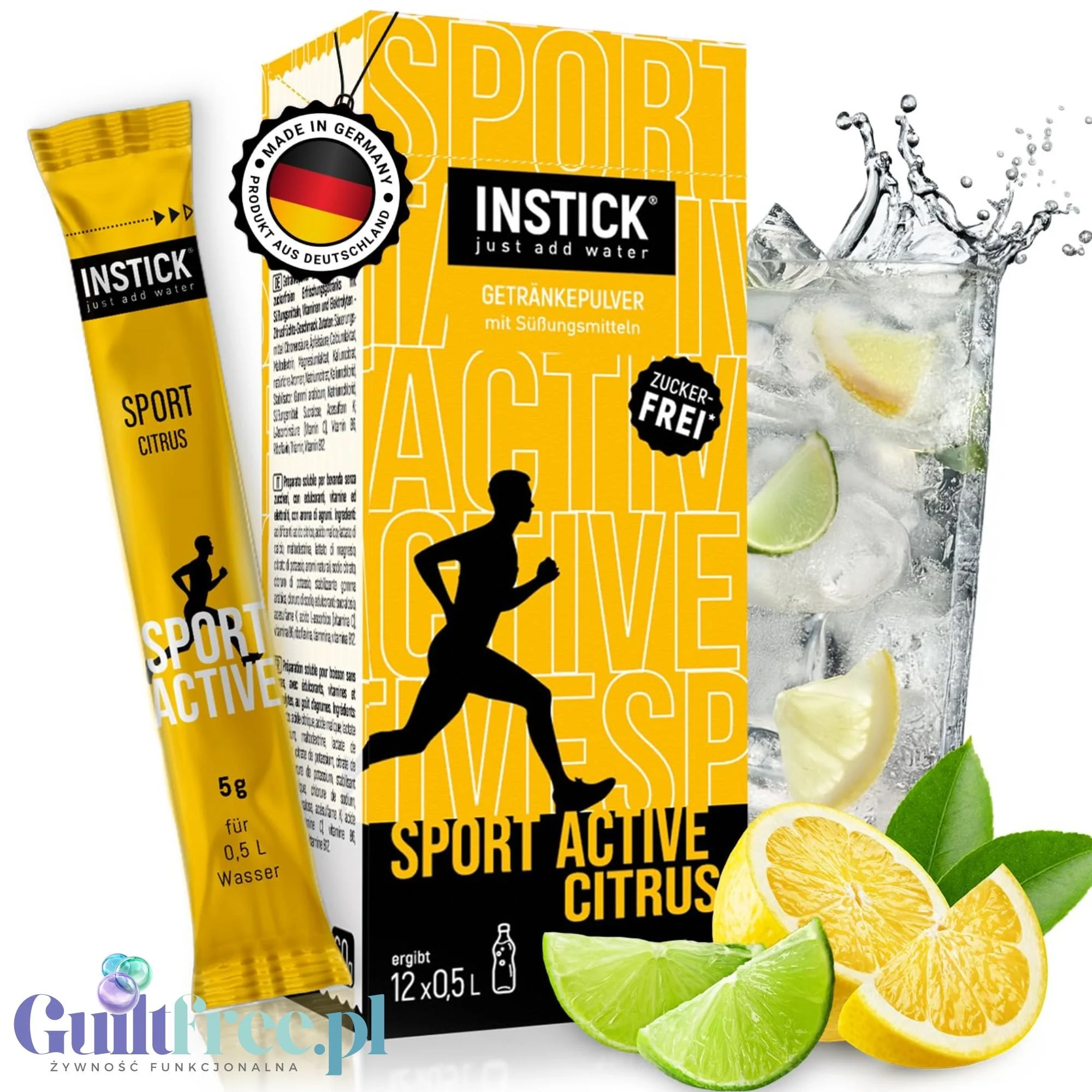 InStick Sport Active Citrus - rozpuszczalna saszetka smakowa do napojów bez cukru z witaminami i minerałami - Image 6