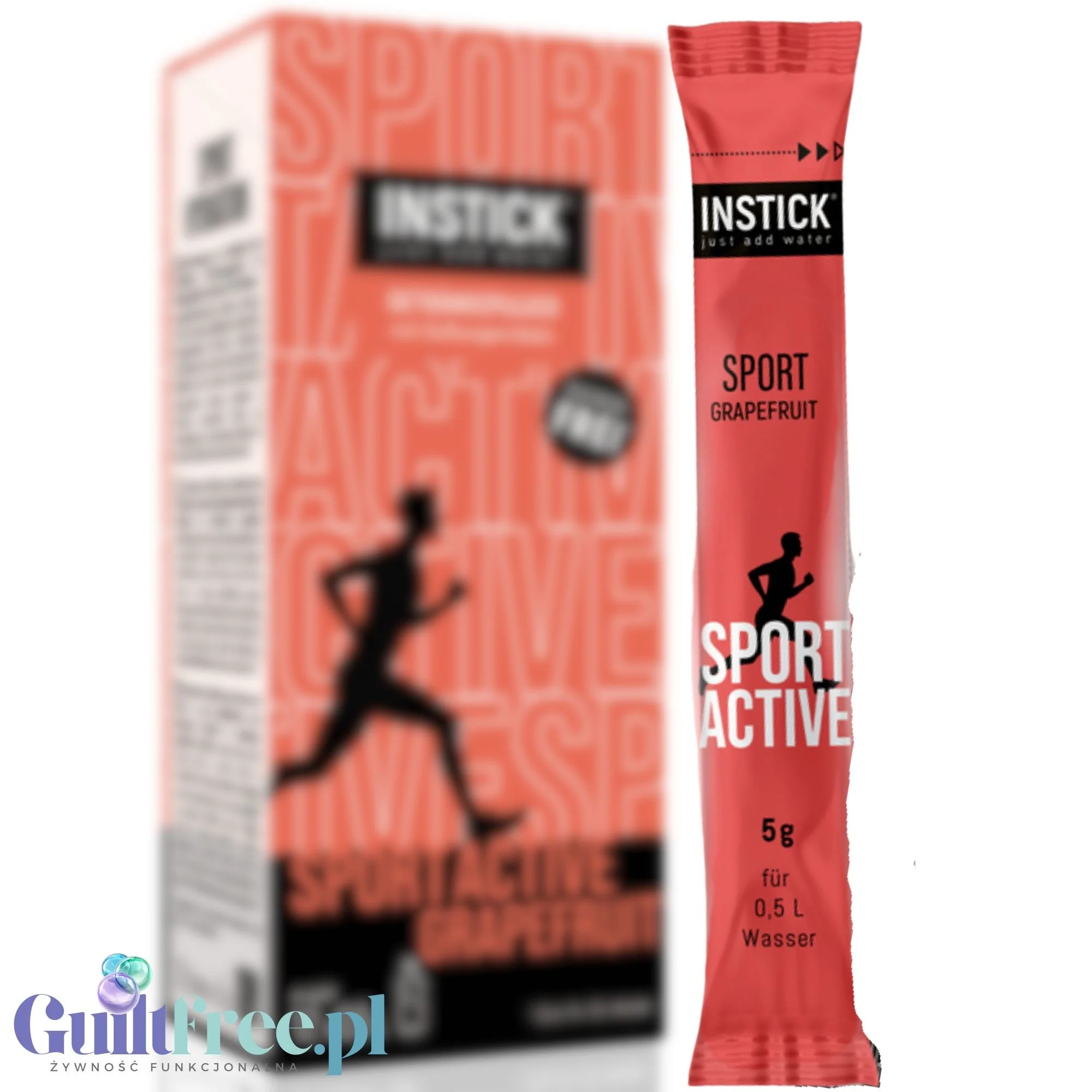 InStick Sport Active Grapefruit - rozpuszczalna saszetka smakowa do napojów bez cukru z witaminami i minerałami