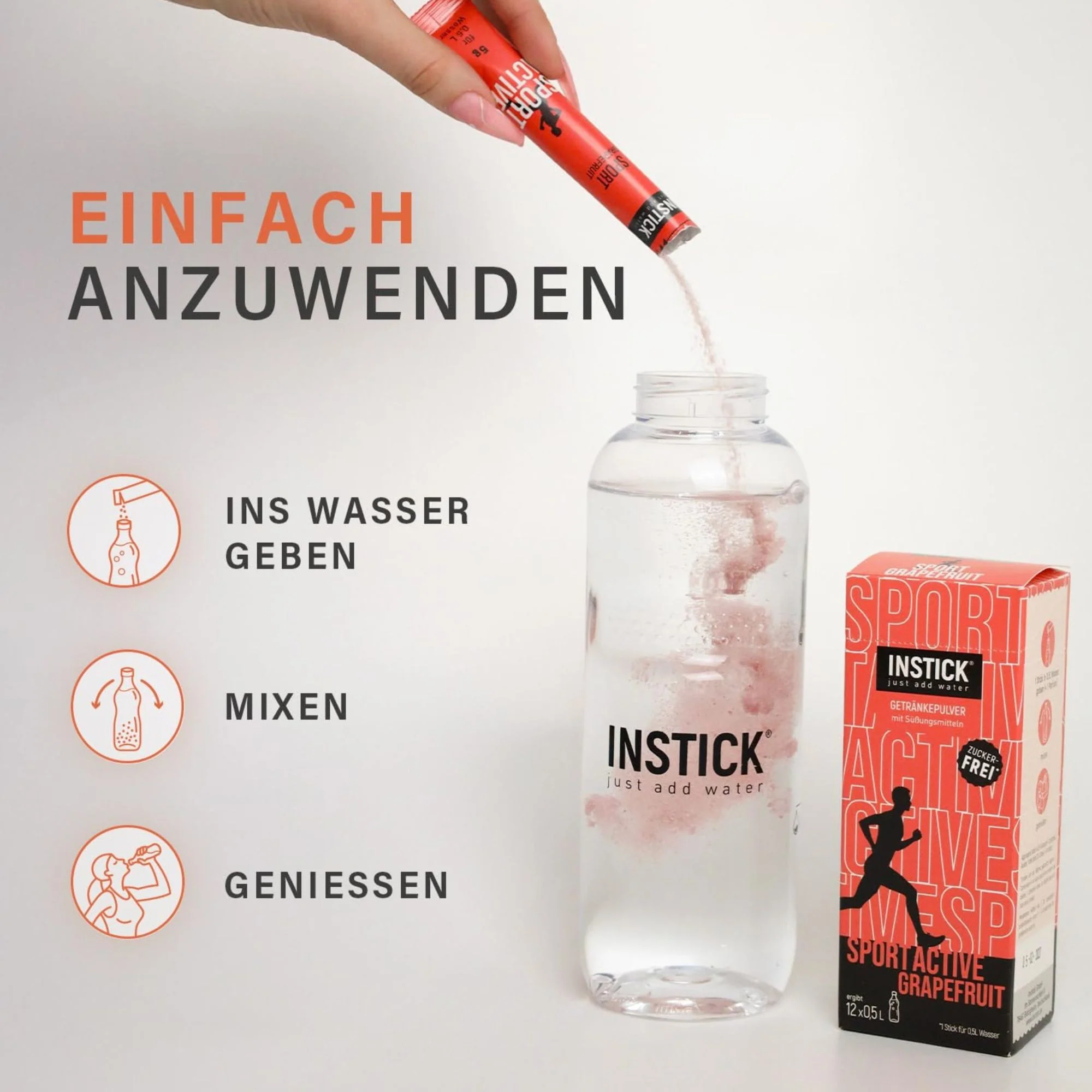 InStick Sport Active Grapefruit - rozpuszczalna saszetka smakowa do napojów bez cukru z witaminami i minerałami - Image 4