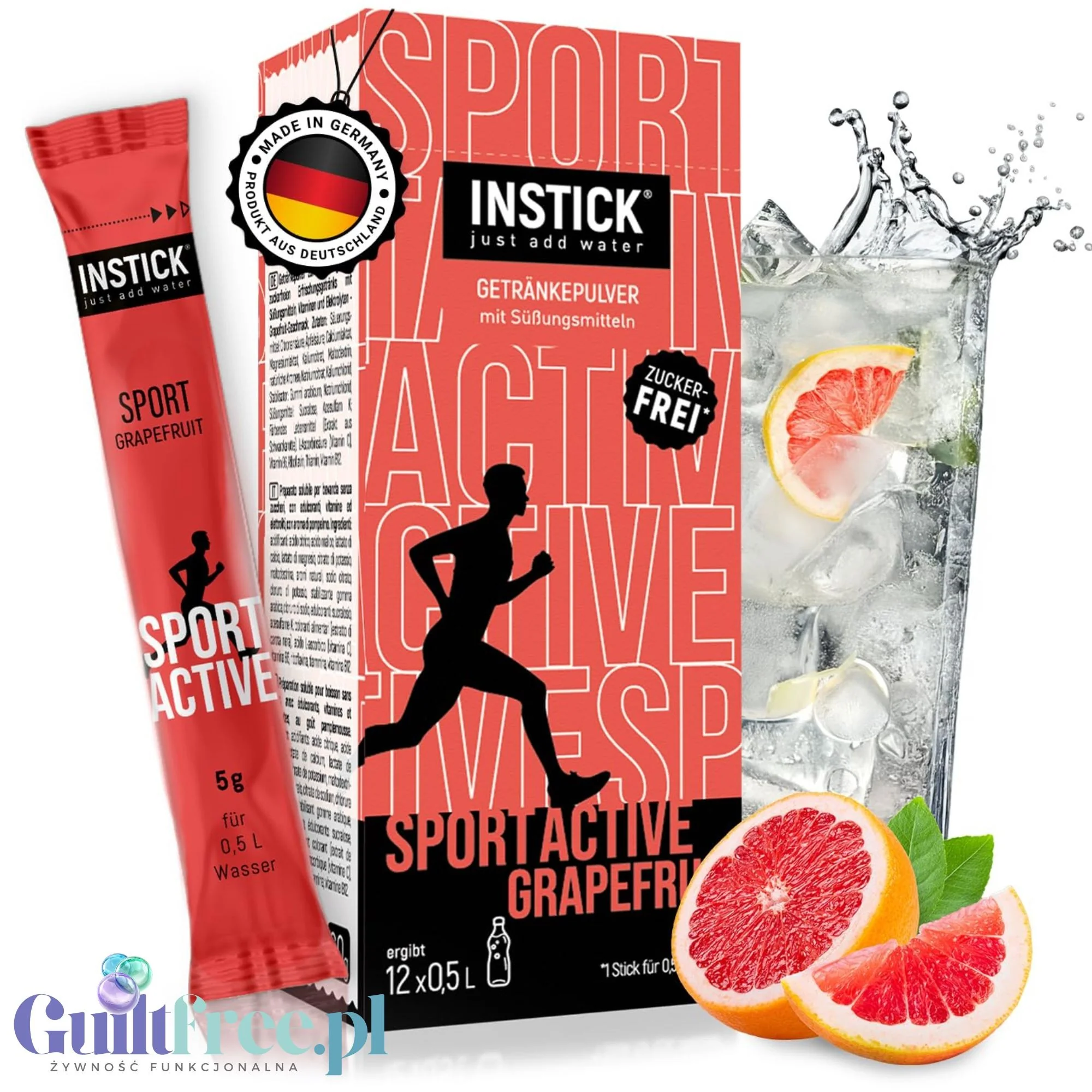 InStick Sport Active Grapefruit - rozpuszczalna saszetka smakowa do napojów bez cukru z witaminami i minerałami - Image 7