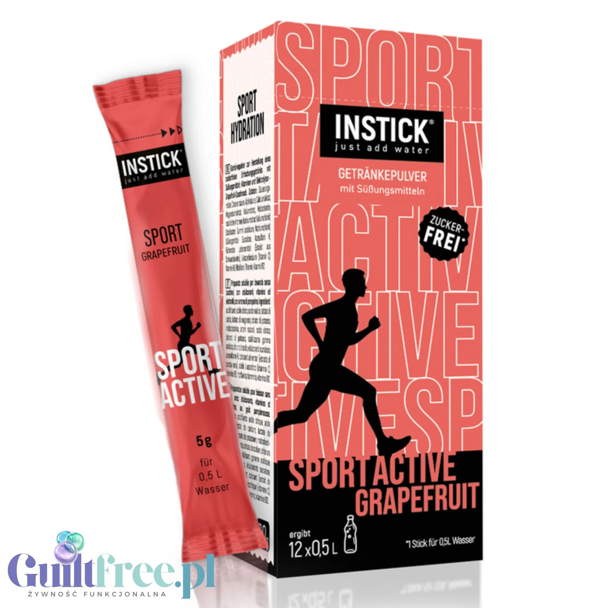 InStick Sport Active Grapefruit - rozpuszczalna saszetka smakowa do napojów bez cukru z witaminami i minerałami - Image 9