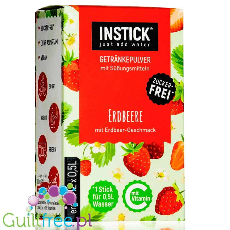 InStick Strawberry Sticks - rozpuszczalna saszetka smakowa do napoi bez cukru, Truskawka
