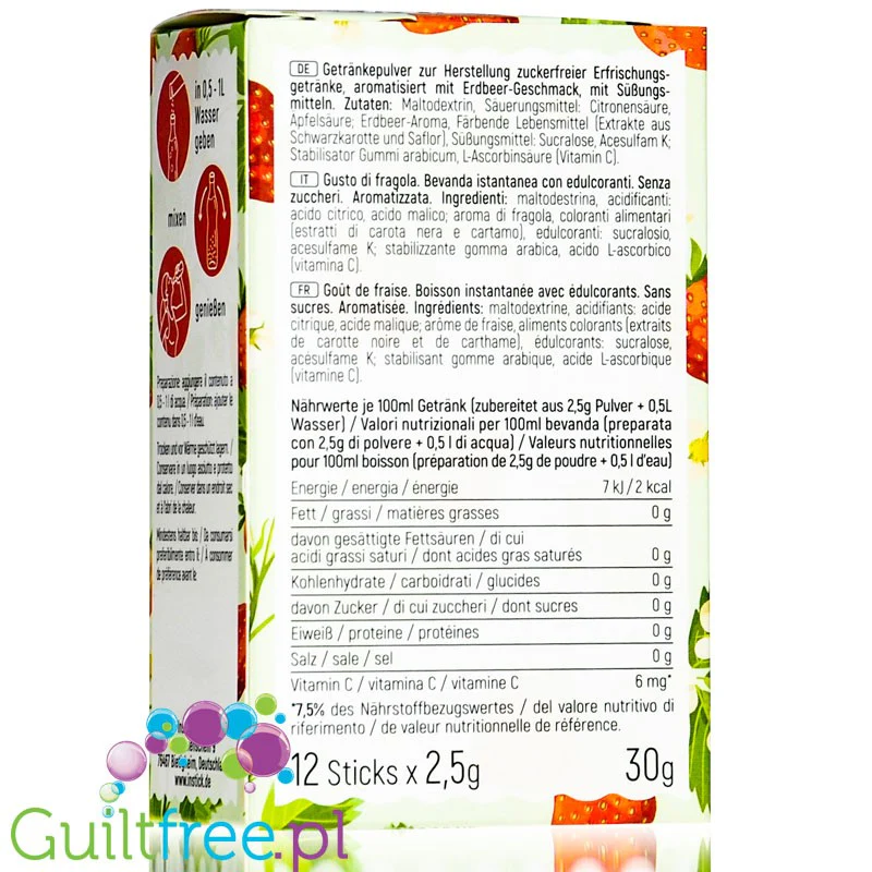 InStick Strawberry Sticks - rozpuszczalna saszetka smakowa do napoi bez cukru, Truskawka - Image 2