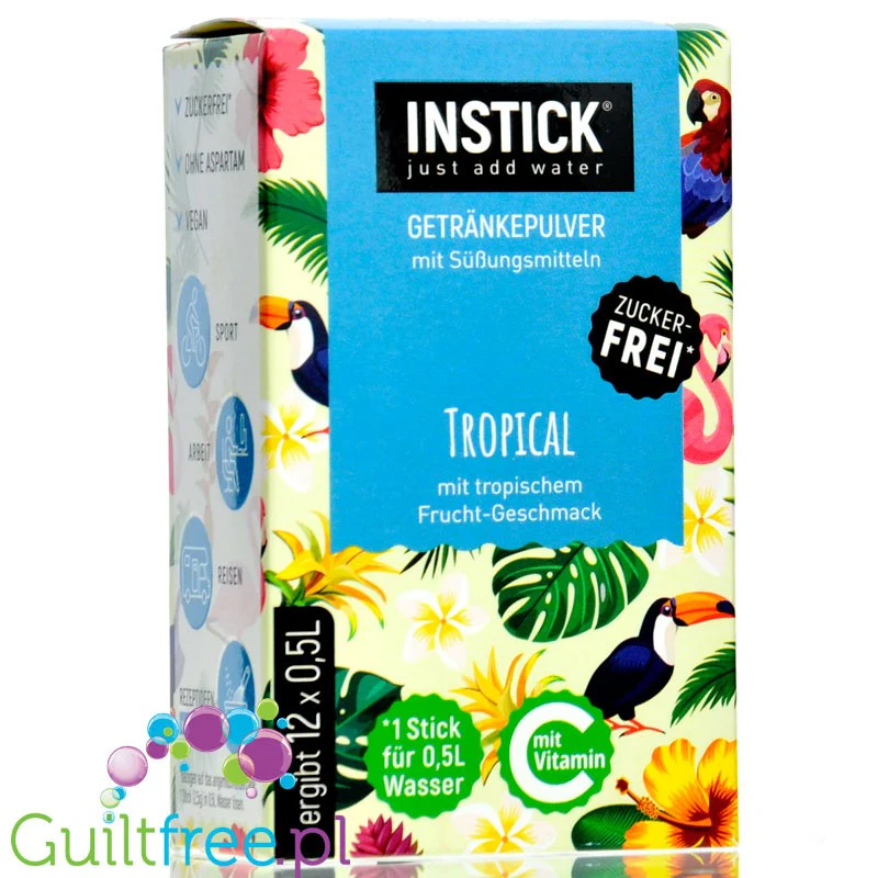 InStick Tropical Sticks - rozpuszczalna saszetka smakowa do napoi bez cukru, Owoce Tropikalne