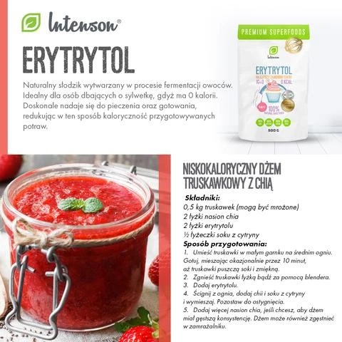 Intenson Erytrol 1kg - czyty erytrytol sypki słodzik 0kcal - Image 2