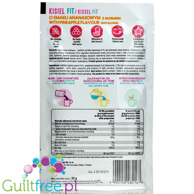 Intenson Kisiel Slim Fit z tapioki, bez cukru, ananas 79kcal - Image 2