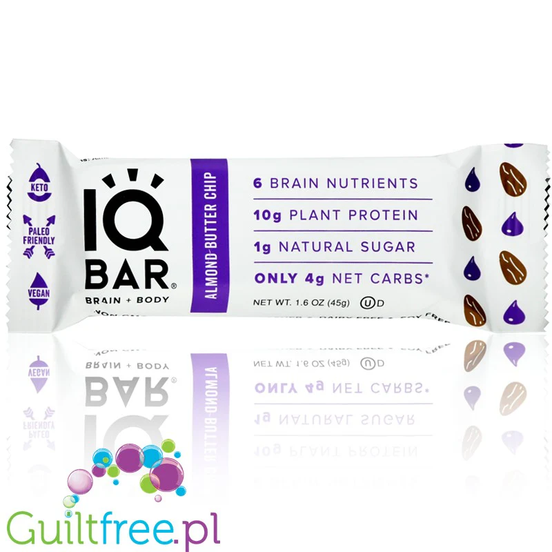 IQ Bar Almond Butter Chip - wegański keto baton białkowy z Lion's Mane (Migdały & Ciemna Czekolada) - Image 3