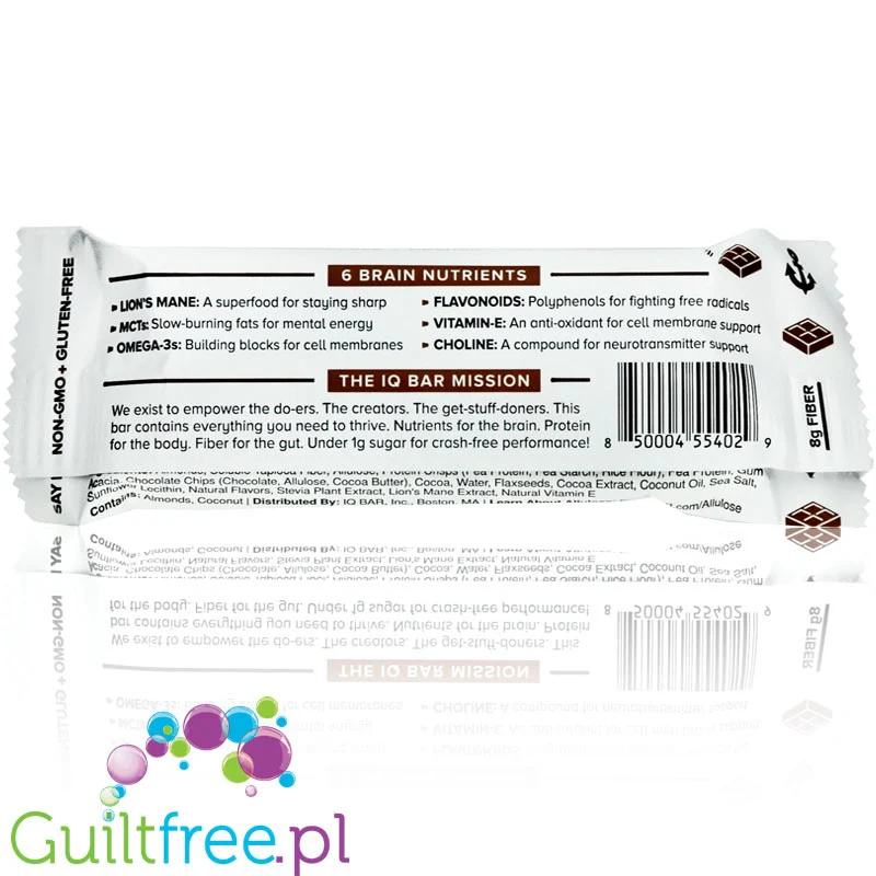 IQ Bar Chocolate Sea Salt - wegański keto baton białkowy z Lion's Mane (Czekolada & Sól Morska) - Image 2