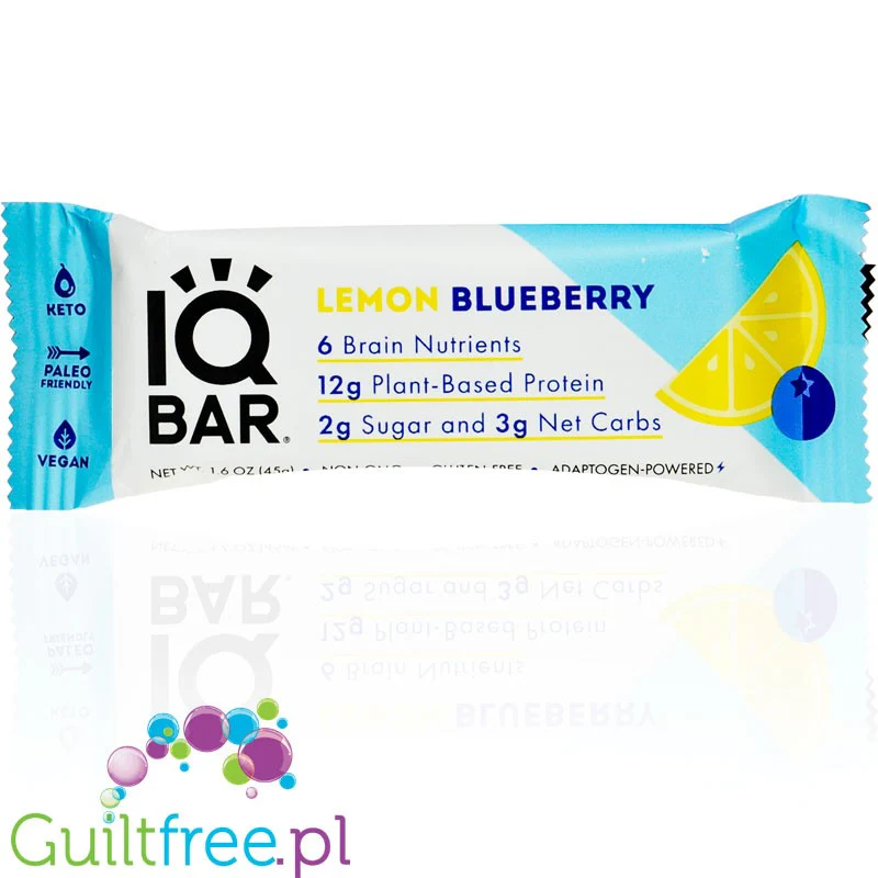 IQ Bar Lemon Blueberry - wegański keto baton białkowy z Lion's Mane (Cytryna & Borówki)