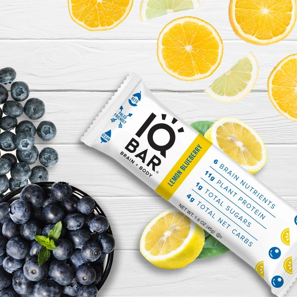 IQ Bar Lemon Blueberry - wegański keto baton białkowy z Lion's Mane (Cytryna & Borówki) - Image 2