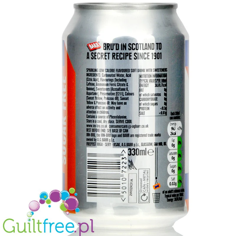 Irn Bru Sugar Free 330ml - bestsellerowy szkocki napój bez cukru i kalorii - Image 4