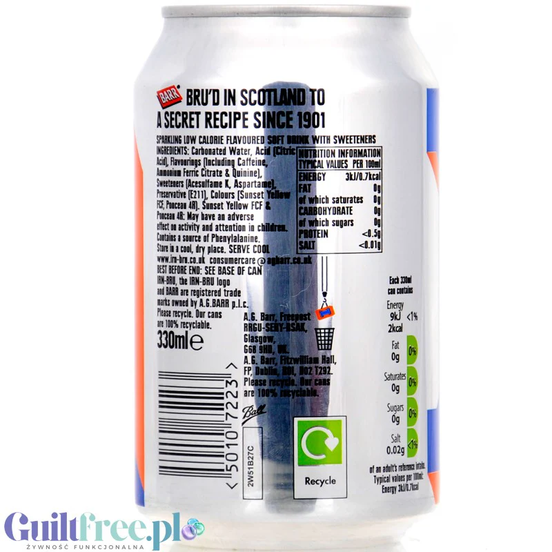 Irn Bru Sugar Free 330ml - bestsellerowy szkocki napój bez cukru i kalorii - Image 5