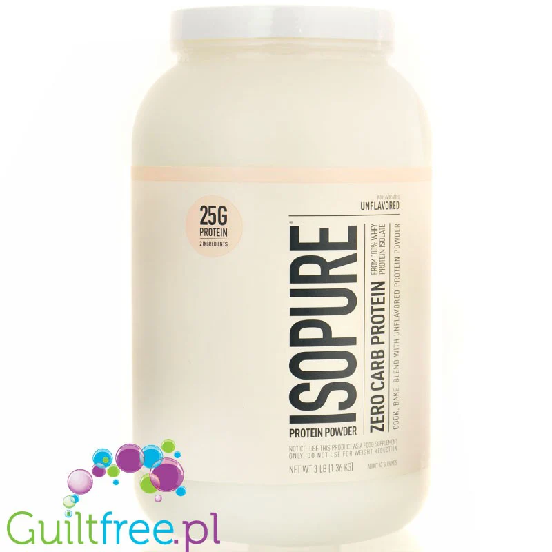 IsoPure Zero Carb Pure 1,36kg - odżywka białkowa bez laktozy, zero węglowodanów 100kcal & 25g białka