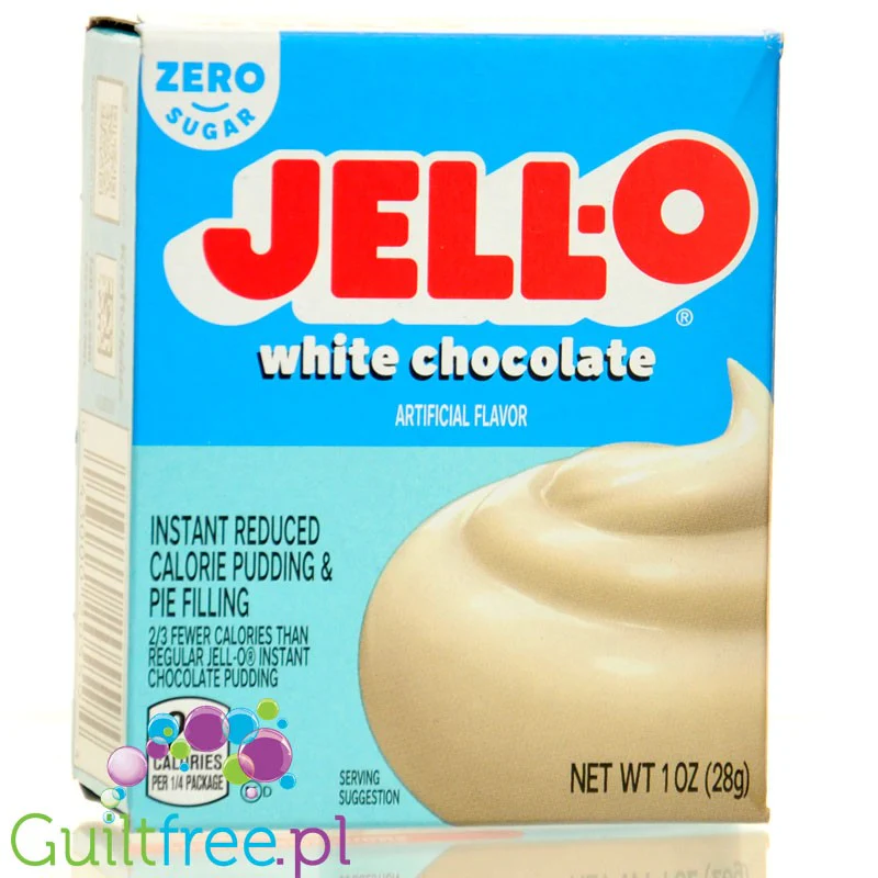 JellO White Chocolate Pudding Zero Sugar - Budyń Zero cukru & tłuszczu instant, smak Biała Czekolada - Image 3