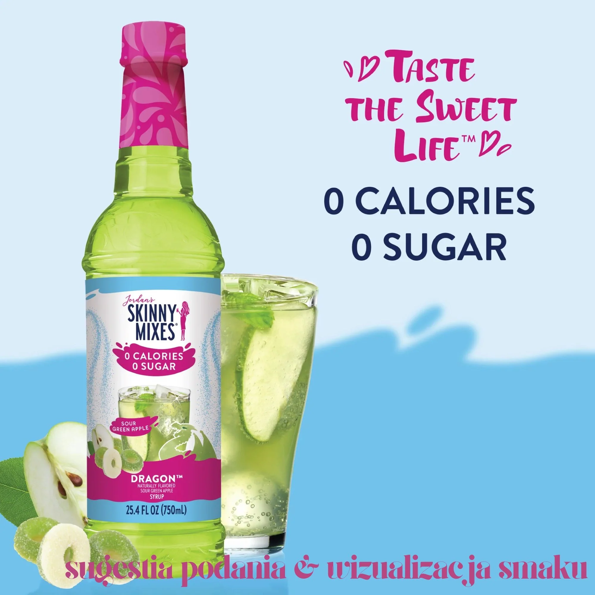 Jordan's Skinny Syrups Dragon™ Sour Green Apple - syrop do kawy i deserów, bez cukru i kalorii (Kwaśne Zielone Jabłko) - Image 5