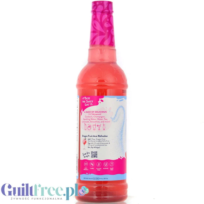 Jordan's Skinny Syrups Flavor Infusion Dragon Fruit Açaí syrop zero kalorii (Pithaja & Açaí) - Image 3