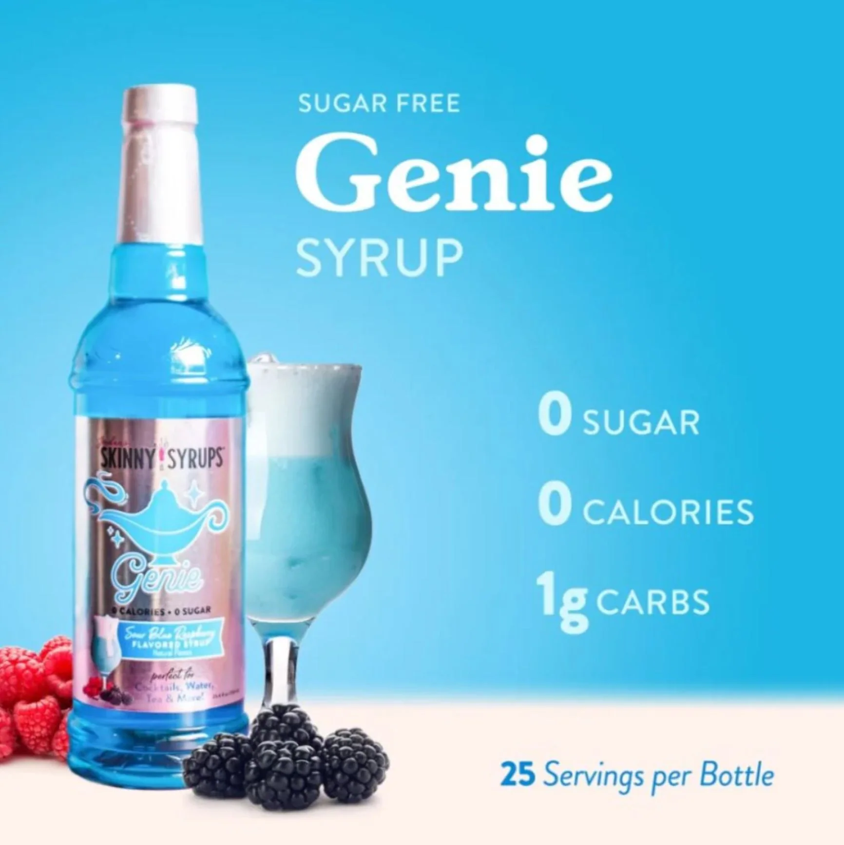 Jordan's Skinny Syrups Genie - syrop zero kalorii bez cukru, smak Błękitna Malina - Image 4