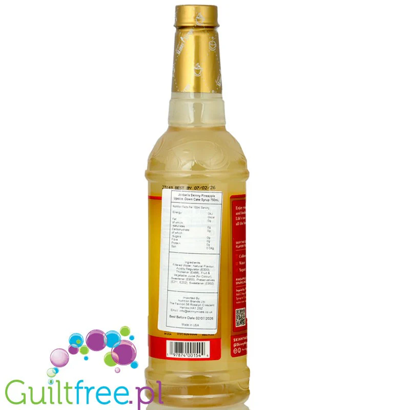 Jordan's Skinny Syrups Pineapple Upside - Down Cake - syrop zero kcal bez cukru o smaku ciasta ananasowego - Image 3