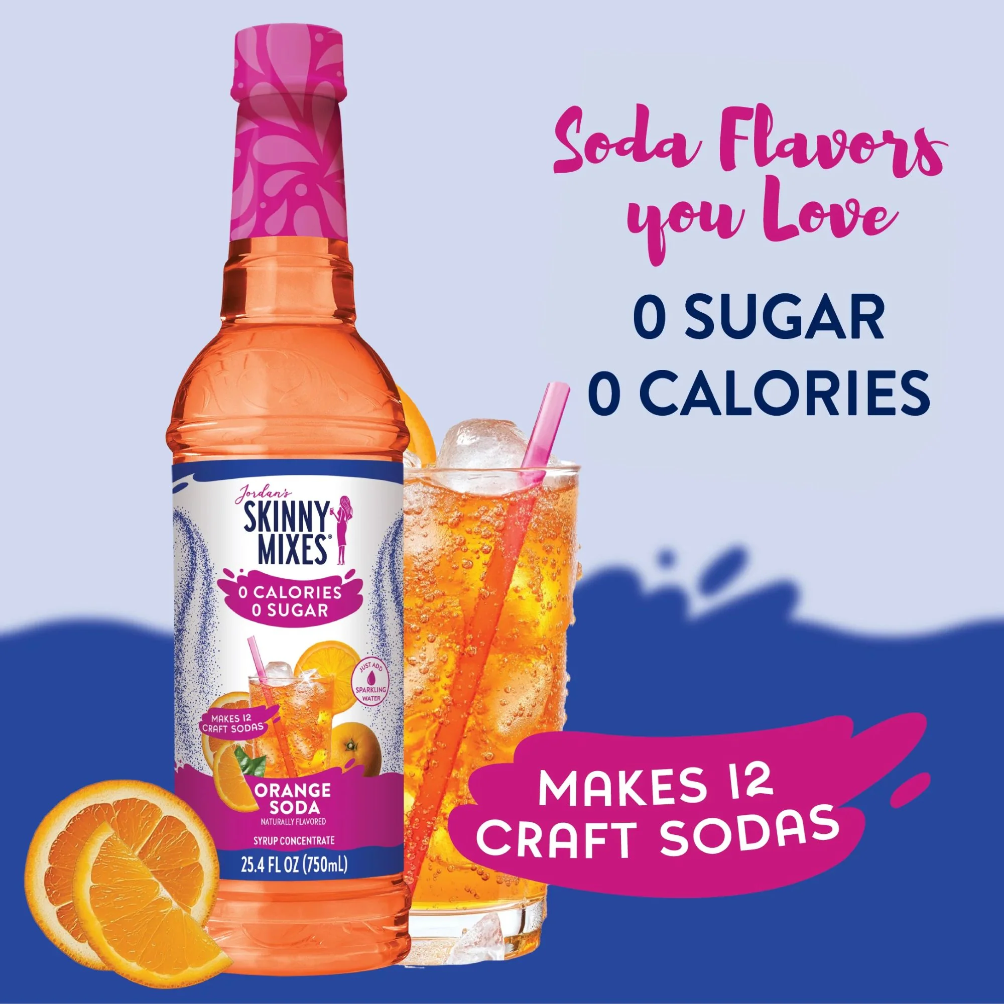Jordan's Skinny Mixes Orange Soda - syrop do napojów bez cukru i kalorii o smaku lemoniady pomarańczowej - Image 2