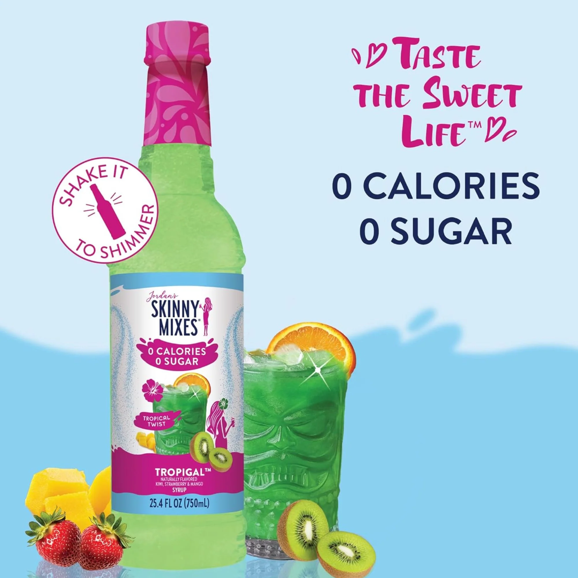 Jordan's Skinny Mixes TropiGal - syrop bez cukru do wody i napojów, smak Kiwi, Truskawka i Mango - Image 9
