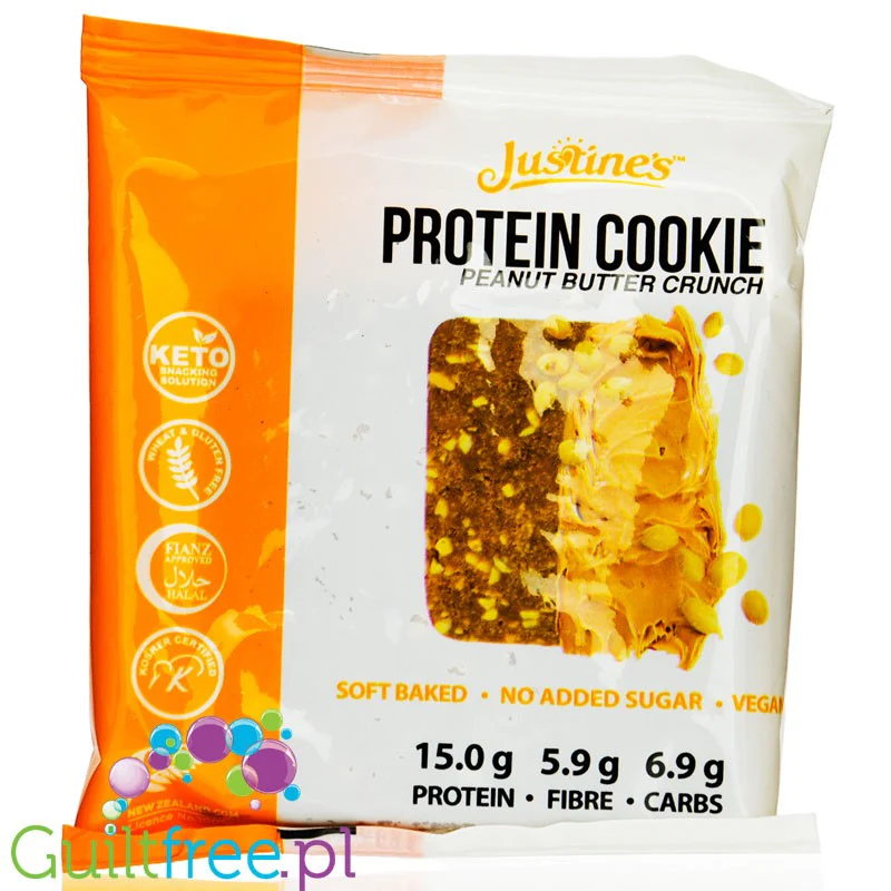 Justine's Keto Vegan Peanut Butter Crunch - wegańskie keto ciastko wysokobiałkowe bez glutenu i cukru