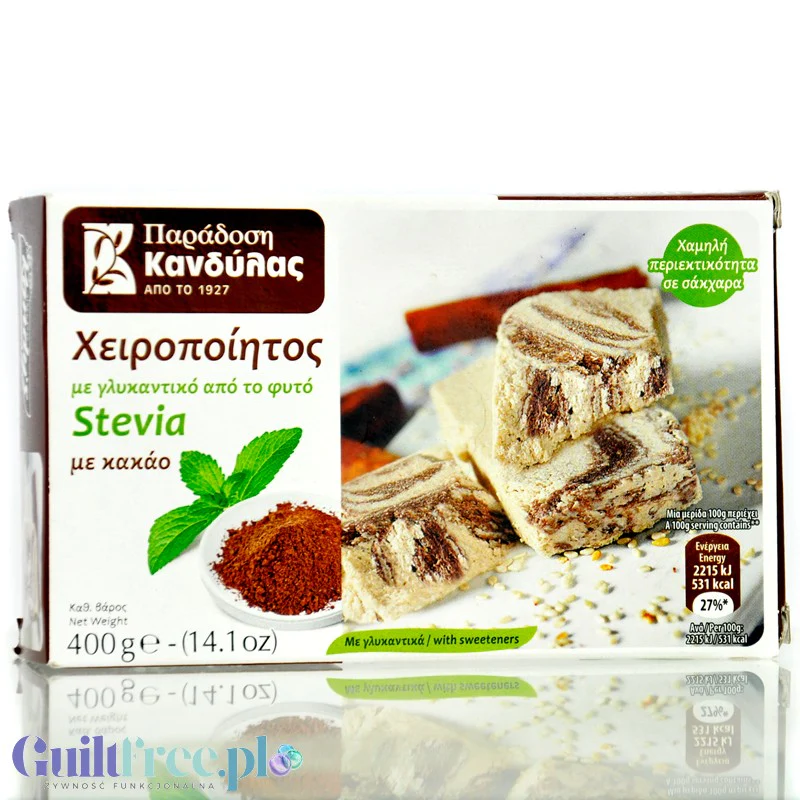 Kandylas grecka chałwa kakaowa bez cukru ze stewią 400g
