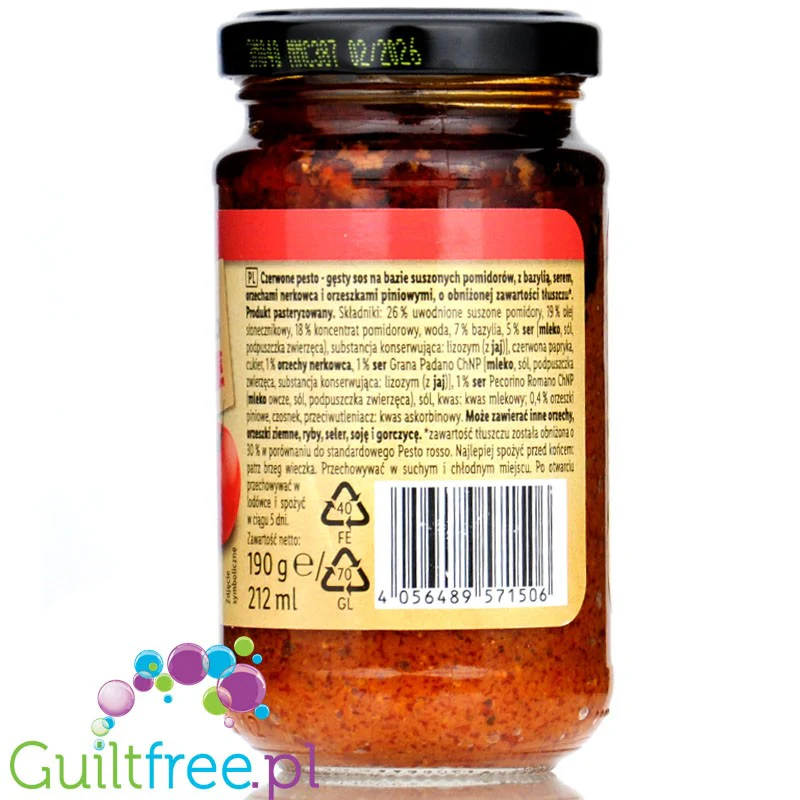 Kania Low Fat Pesto Rosso - czerwone pesto z suszonymi pomidorami, parmezanem i nerkowcami 30% mniej tłuszczu - Image 3