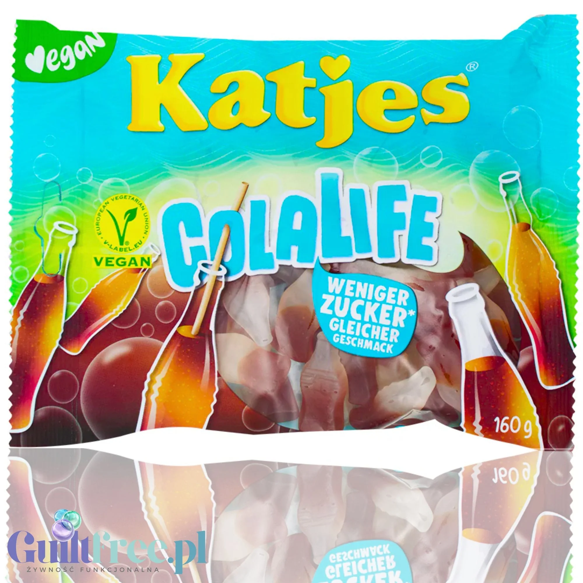 Katjes Colalife Sour 160g - wegańskie kwaśne żelki 30% mniej cukru bez słodzików