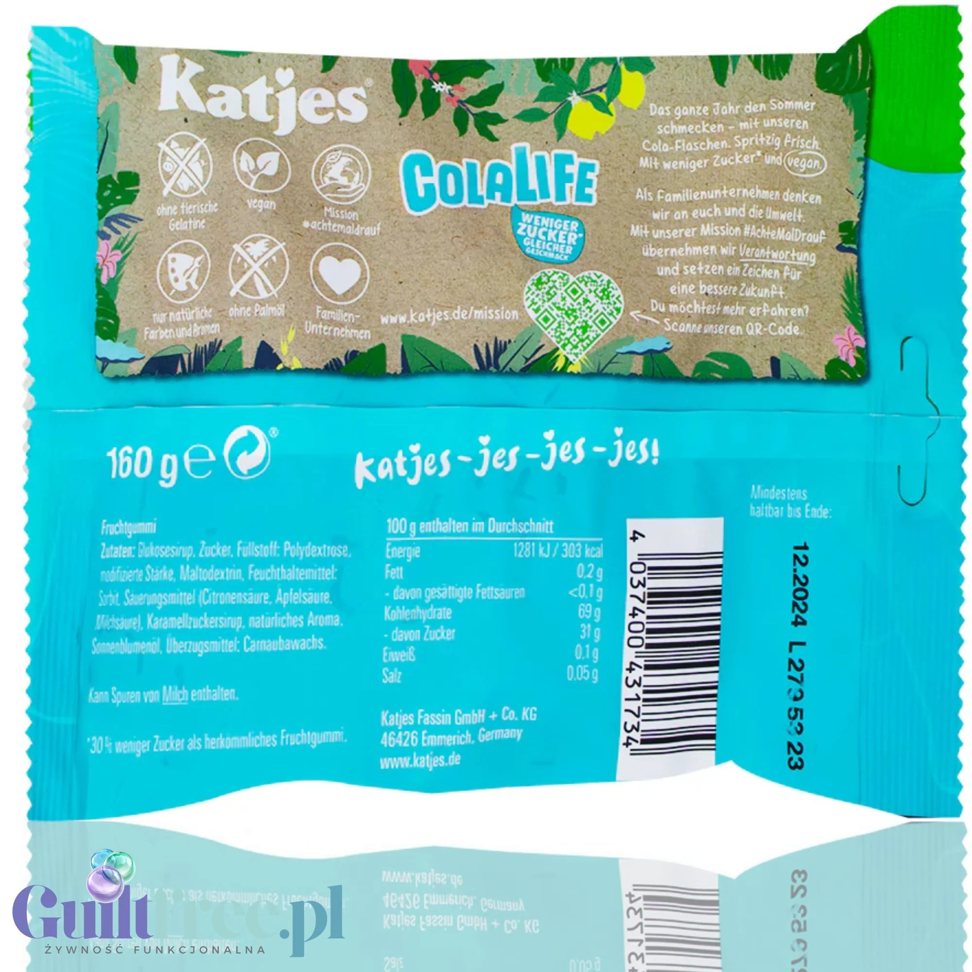 Katjes Colalife Sour 160g - wegańskie kwaśne żelki 30% mniej cukru bez słodzików - Image 2