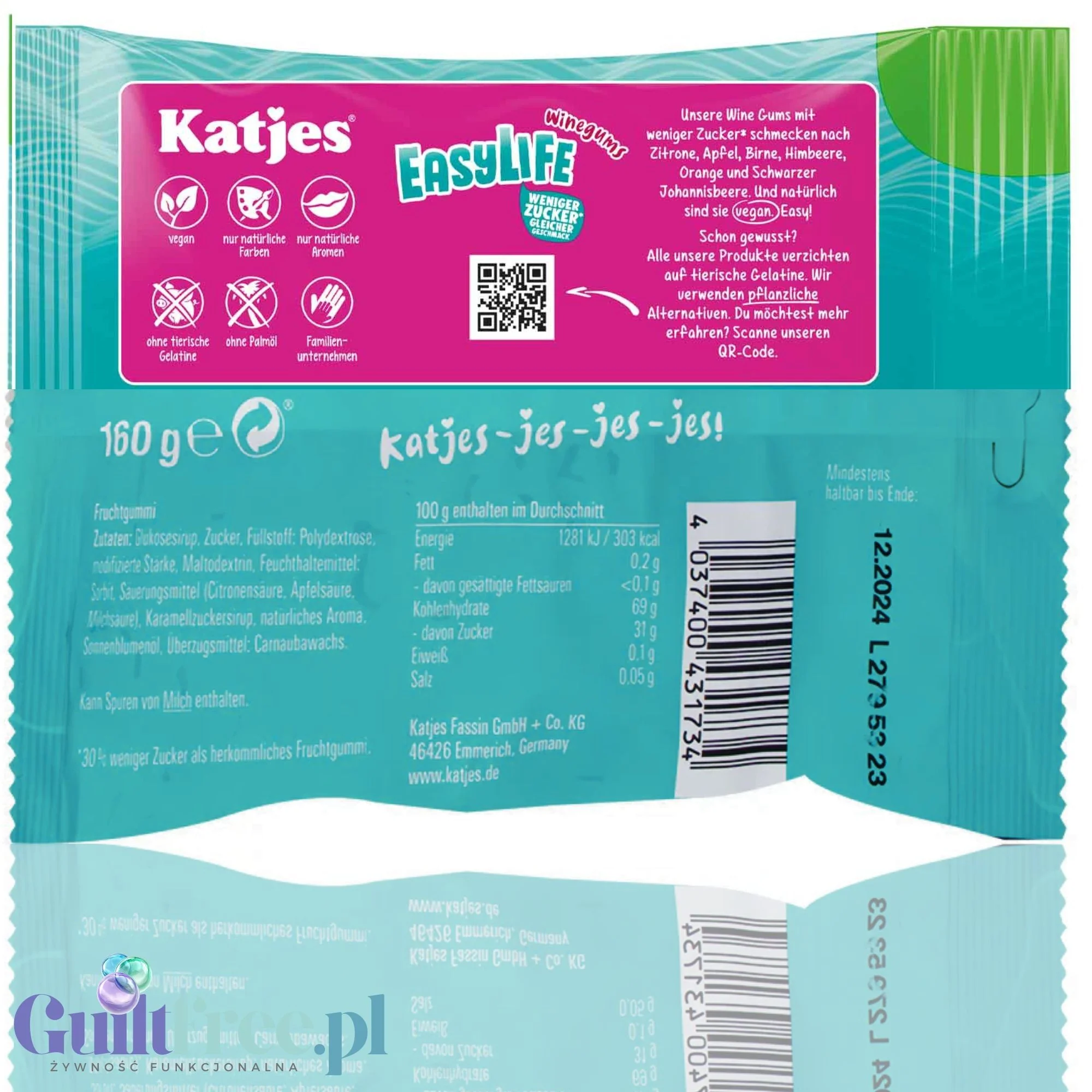 Katjes EasyLife Winegums 160g - wegańskie żelki 30% mniej cukru bez słodzików - Image 2