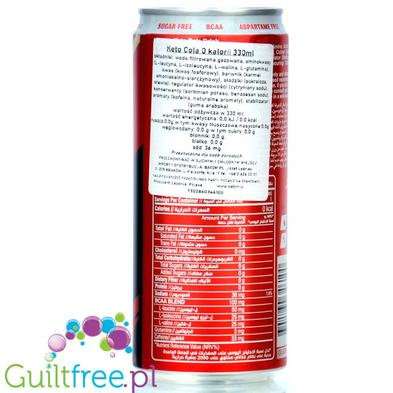 Keto BCAA Cola - wegańska cola 0kcal  bez cukru i aspartamu z aminokwasami BCAA - Image 2