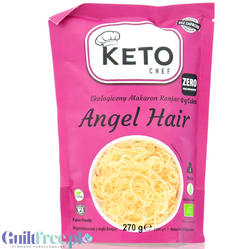 Keto Chef Organic Konjac Angel Hair - bio makaron shirataki w kształcie nitek 9kcal, formuła bezzapachowa