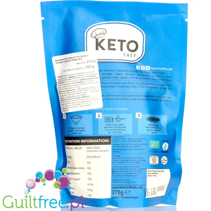 Keto Chef Organic Konjac Spaghetti - bio makaron shirataki 9kcal, formuła bezzapachowa - Image 2