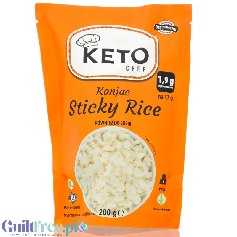 Keto Chef Organic Konjac Sticky Rice - bio makaron shirataki 9kcal, formuła bezzapachowa, Ryż do sushi