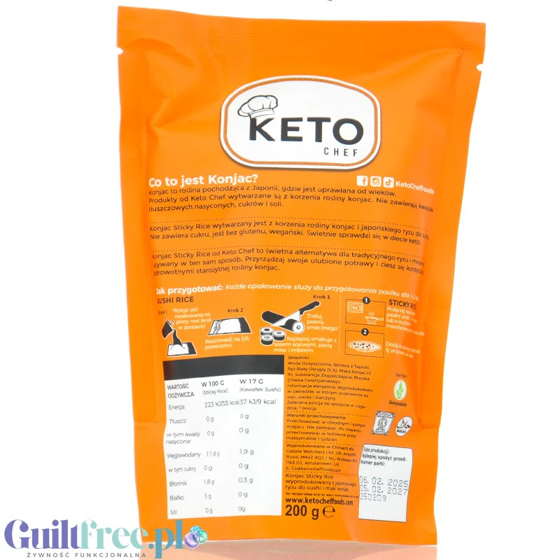 Keto Chef Organic Konjac Sticky Rice - bio makaron shirataki 9kcal, formuła bezzapachowa, Ryż do sushi - Image 2