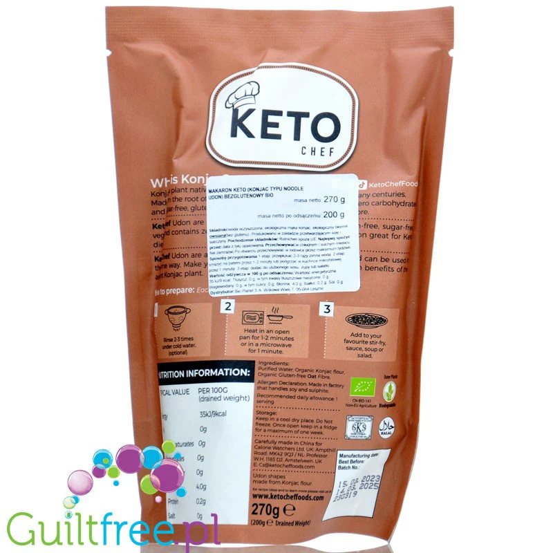 Keto Chef Organic Konjac Udon - bio makaron shirataki , formuła bezzapachowa - Image 2