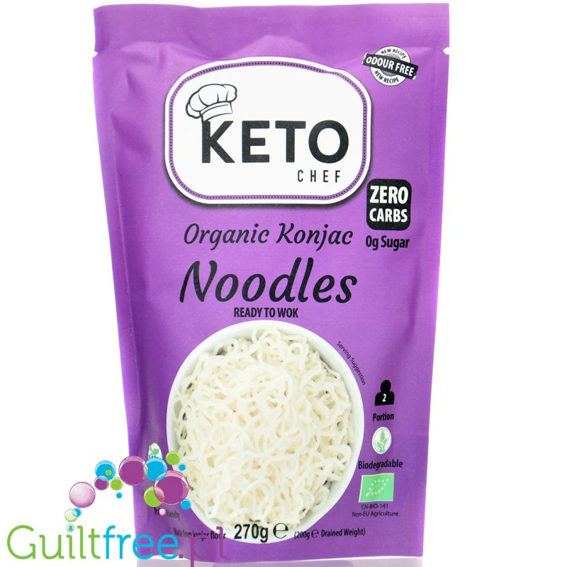 Keto Chef Organic Konjac Wok Noodles - bio makaron shirataki 9kcal do stir-fry, formuła bezzapachowa