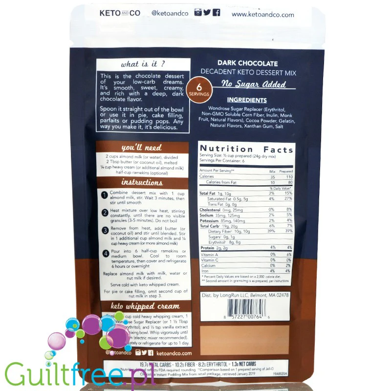 Keto & Co Decadent Dark Chocolate Dessert - mix do czekoladowego musu bez cukru - Image 2