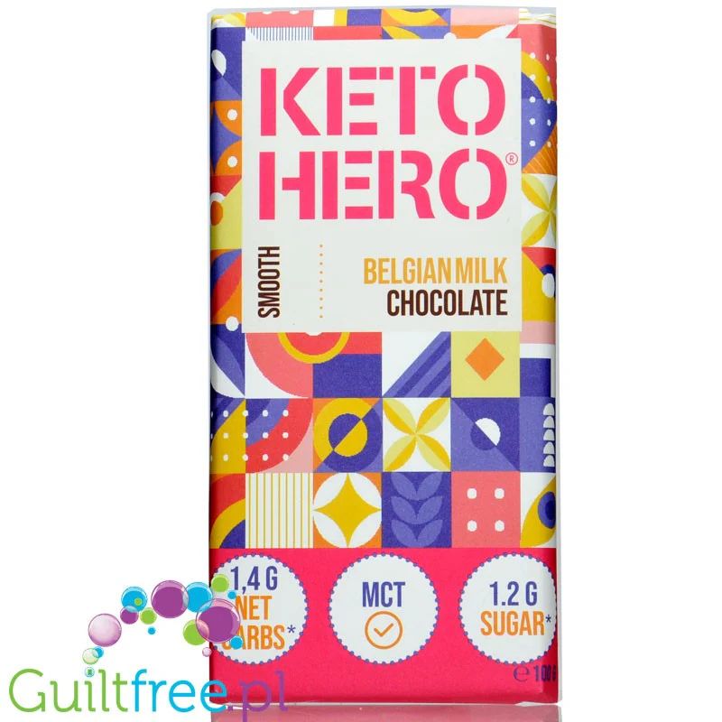 Keto Hero Belgian Milk Chocolate MCT - ketogeniczna mleczna czekolada bez cukru z MCT