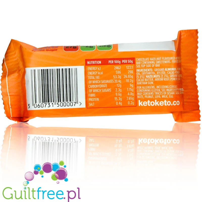 KetoKeto Bar Choc Hazelnut - wegański baton 53% tłuszczu, smak Czekolada & Orzechy Laskowe - Image 2