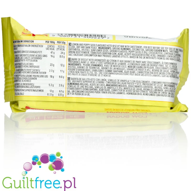 KetoKeto Bar Lemon & Poppy Seed - wegański baton 53% tłuszczu, smak Babka Cytrynowa z Makiem - Image 2