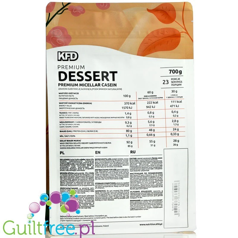 KFD Premium Protein Dessert Casein Salted Caramel - kazeina o smaku Solony Karmel, gęste biako - Image 2