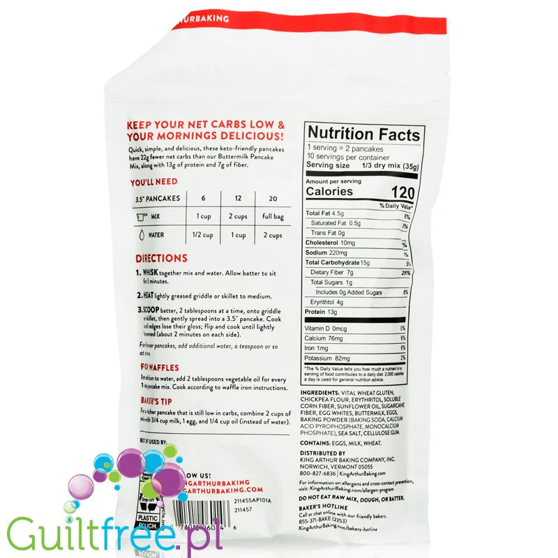 King Arthur Baking Co. Carb Conscious Pancake Mix - mieszanka na keto naleśniki niskowęglowodanowe - Image 2