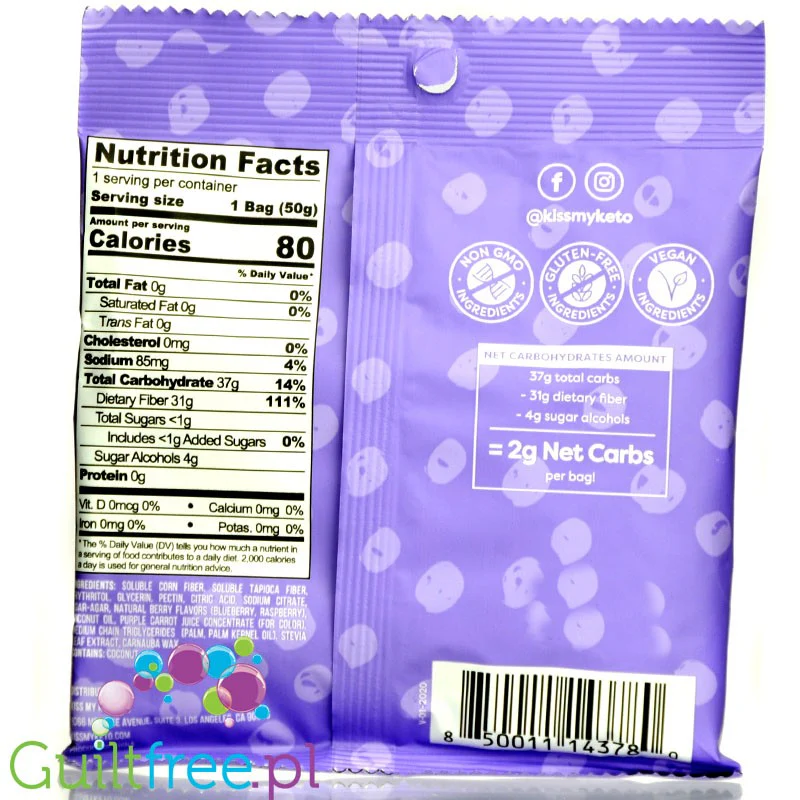 Kiss My Keto Keto Gummies, Fish Friends, Berry - owocowe żelki bez cukru, Rybki - Image 2