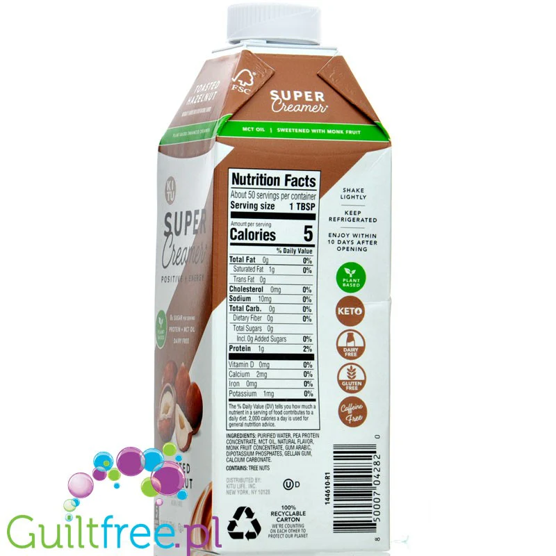 Kitu Super Creamer Plant, Toasted Hazelnut - wegański keto zabielacz do kawy z MCT, bez cukru - Image 2