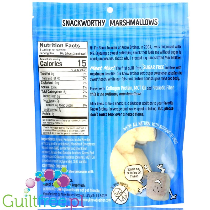 Know Brainer Max Mallow Classic Vanilla - keto pianki marshmallow waniliowe z koleganem i MCT - Image 2