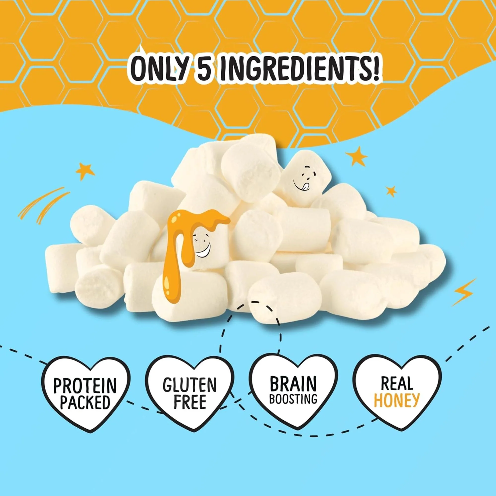 Know Brainer Max Honey Mallow Very Vanilla Mini Marshmallows - miodowe mini pianki proteinowe z koleganem i MCT - Image 2